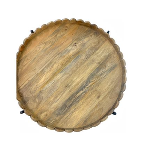 <b>Round</b> Wooden Coffee <b>Table</b> with Metal Frame 2 Tier <b>Nesting</b> Coffee <b>Table</b> Modern Living Room Center <b>Table</b> - Product Image 5