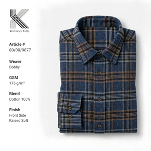 เสื้อเชิ้ตผ้าฝ้ายผู้หญิง 100GSM ลายก้างปลา แขนยาว สีน้ำเงิน รับผลิตแบบ OEM ODM - Product Image 3