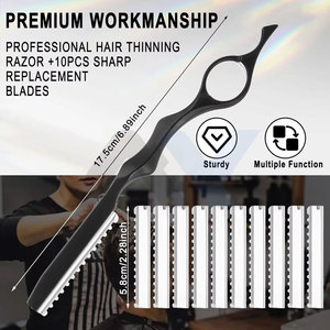 Hot Selling 7" Metal Hair <b>Razors</b> for Cutting Hair Professional Thinning & Styling <b>Razor</b> Salon Home Fully Laser-Printed Logo - Product Image 2