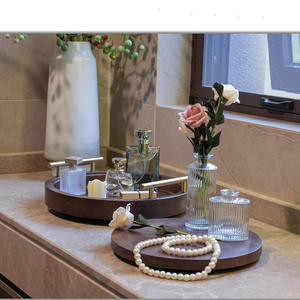 Premium Modern Floral Design Wooden <b>Tray</b> Rope for Dining Table Centerpiece Candle Display <b>Perfume</b> Organization Home Accessories - Product Image 4