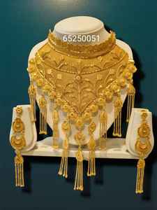 AWAIS HOUSE Gold Plated Brass Diamond Necklace & <b>Bracelet</b> Set with Claw Setting Hip Hop Style for Wedding Engagement Party - Product Image 2