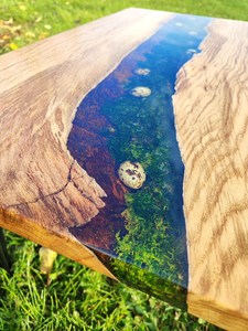 Wooden Moss <b>Epoxy</b> River <b>Table</b> Natural Live Edge Handmade Rustic <b>Coffee</b> <b>Table</b> Forest Inspired Resin Furniture Statement Piece - Product Image 5