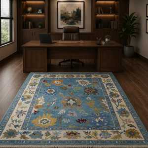 Alfombra Persa de Lana Anudada a Mano, Ecológica, de Pelo Corto y Diseño Floral, Color Marrón Multicolor Tradicional para Sala de Estar - Product Image 1