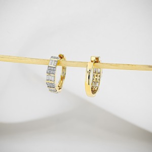 Pendientes de Aro de Oro Blanco de 18k con Diamantes, Corte Baguette y Redondo, Aros Articulados, Brillantes, Joyería Fina de Lujo para Boda, Regalo Elegante - Product Image 5