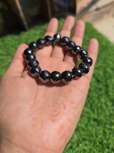 11.50 MM Black Moissanite Round Cut <b>Beads</b> <b>Bracelet</b> Hand Made AAA Cut - Product Image 6