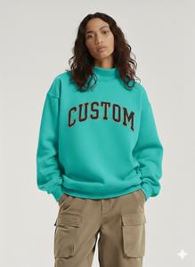 Sweat-shirt long surdimensionné pour femme, col montant, personnalisé, brodé, en polaire d'hiver, de haute qualité, épais et respirant - Product Image 6