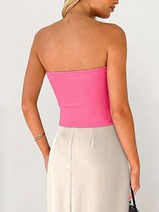 Women Strapless Floral Printed Crop <b>Top</b> <b>Pink</b> Sexy Club Wear Spring Summer Casual <b>Tube</b> <b>Top</b> - Product Image 5