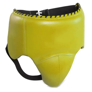 Protège-entrejambe en cuir synthétique de haute qualité, extra profond, entièrement rembourré, large, élastique, couleur personnalisée, logo, pour entraînement sportif de boxe, blanc - Product Image 1