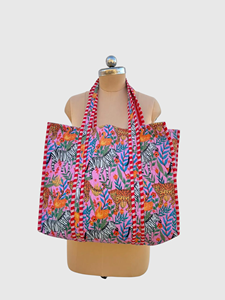 Pink Animal <b>Print</b> Canvas Tote Bag With <b>Zebra</b> Leopard Pattern Bohemian Style Open <b>Top</b> Shopping Bag All Seasons - Product Image 1