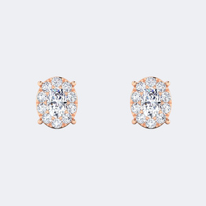 0.95CTW โอวัล ฮาโล พรอง คลัสเตอร์ สตั๊ด - Product Image 5
