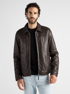 Veste de moto d'hiver vintage en cuir véritable pour homme, écologique, imperméable, coupe-vent, avec fermeture éclair et doublure matelassée - Product Image 3
