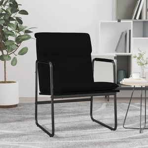 Sillón Individual Negro de Cuero Sintético con Estructura Metálica y Madera Contrachapada - Silla para Sala de Estar - Product Image 1