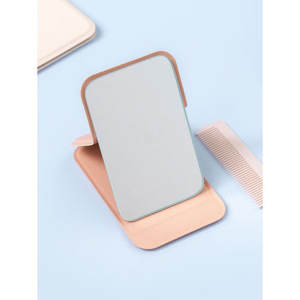 Petit miroir de courtoisie carré avec support rose - Product Image 1