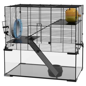 Gabbia per Animali Domestici in Acciaio Inox e Vetro per Criceti Piccoli, Medi e Grandi - Lussuosa, Personalizzabile e Indistruttibile - Product Image 1