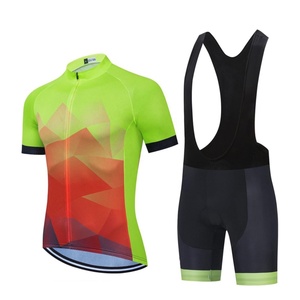 Ensemble maillot et short de cyclisme pour homme avec motif géométrique violet et jaune, impression par sublimation, vêtements de performance respirants - Product Image 3