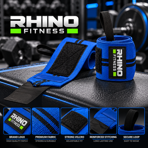 ผ้าพันข้อมือลายพรางสีน้ำเงิน Rhino Fitness ทำจากผ้าฝ้าย พร้อมแถบสะท้อนแสงและตัวล็อคแบบ Hook and Loop สำหรับการยกน้ำหนัก - Product Image 5
