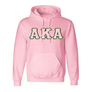 Sudadera con Capucha AKA con Letras Griegas, Sudadera de Felpa Premium, Ropa Personalizada para Hermandades, Sudadera Informal con Capucha para Mujer, Rosa Verde - Product Image 1