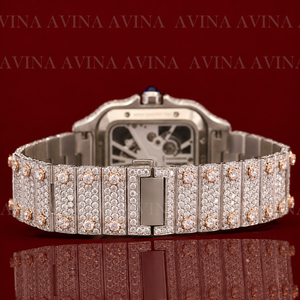 Reloj de Lujo para Hombre con Esqueleto y Moissanita, Bañado en Oro Rosa |   Reloj de Pulsera Mecánico Automático con Diamantes Estilo Hip Hop - Product Image 3