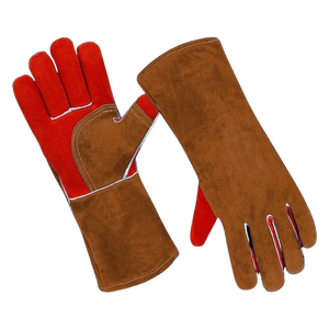 XL Comfortable XL Extra Soft Blue Cowhide Split Leather Gloves Industrial Welding Safety Firefighting Hand <b>Arm</b> Protection - Product Image 6