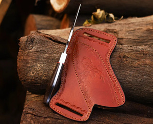 <b>Mirror</b> Polish Fixed Blade Skinning Knife Wenge Wood Handle Hunting Knife EDC Bushcraft Knife with Leather Belt Sheath Wholesale - Product Image 4