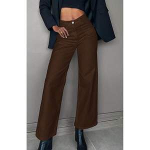 OSCA Jeans de mezclilla marrón de pierna ancha, estilo vintage y moderno, de tela elástica suave, ecológicos, duraderos, transpirables, de cintura alta, corte relajado, con detalles chapados - Product Image 4