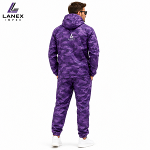 Custom Men's Waterproof Purple <b>Camouflage</b> Hooded Rain Suit Rain Jacket and Pants Set Outdoor Tracking Fishing Motorcycle OEM ODM - Product Image 4