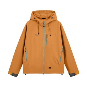 Blouson unisexe gris à capuche coupe-vent léger pour sports de plein air, pull d'extérieur hiver couleur unie en polyester - Product Image 2
