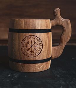 Chope à bière en bois artisanale moderne, finition lisse, style rustique, pour bière artisanale, café, thé, restaurant, hôtel, cadeau promotionnel - Product Image 3