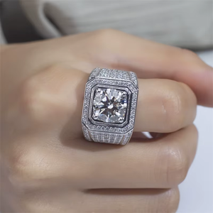 Anillo de sello para hombre con diamante redondo brillante de platino, color D, cultivado en laboratorio, certificado IGI, joyería de compromiso - Product Image 6