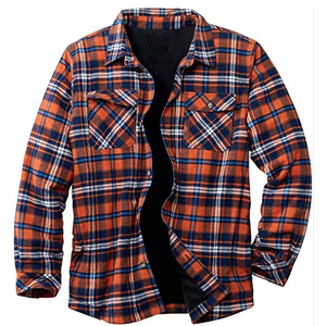 En gros, Shacket en flanelle épaisse à capuche pour homme, à manches longues, à carreaux, boutonné, pour l'hiver, style décontracté - Product Image 1