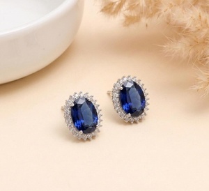 Pendientes de latón con gemas: Zafiro azul, Rubí, Peridoto, Piedra lunar, Cuarzo rosa. Joyería de piedras de nacimiento. Regalo de aniversario unisex de moda. - Product Image 2