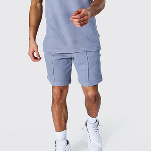 OEM/ODM Customizable Men's Summer <b>Set</b> Solid Short Sleeve T-shirt and Shorts <b>Set</b> 100% Cotton Breathable Comfortable OEM Size - Product Image 3