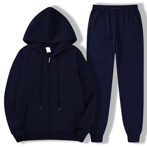 Custom Men's Plus Size Heavyweight Fleece Full-<b>Zip</b> <b>Hooded</b> Tracksuit 2-Piece Set Side Pockets Drawstring Closure Polyester/Cotton - Product Image 3