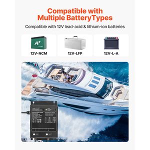 Caricabatterie per Barca a 2 Banchi 10A 12V - Scheda Intelligente Impermeabile IP68 per Batterie agli Ioni di Litio - Product Image 2