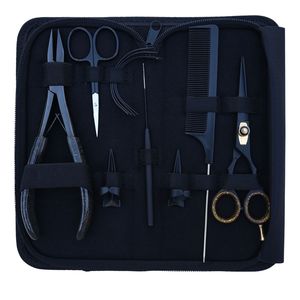 Professional Hair Extension Tools Kit Microbeads Crimping Plier Hook Barber Mini Scissor Parting Finger Comb Curved <b>Needle</b> <b>Case</b> - Product Image 1
