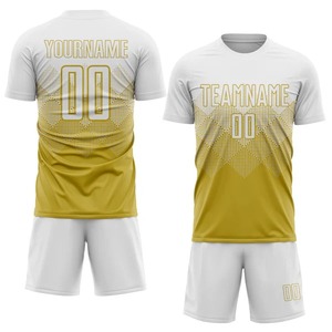 Maillot de football court personnalisé en sublimation or vieilli et blanc, respirant, séchage rapide, pour homme, uniforme d'entraînement personnalisé - Product Image 5