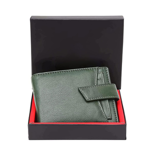 Minimalist Genuine Leather <b>Card</b> <b>Holder</b> <b>Wallet</b> With Button Closure Green Color Multiple <b>Card</b> Slots ID Window 6 Inch Size - Product Image 4