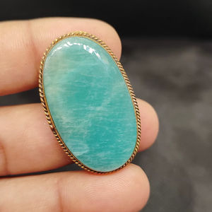 Nouvel Arrivage Cabochon rainuré en laiton Amazonite, Pierre précieuse en vrac aux vertus curatives exceptionnelles pour la fabrication de bijoux et la sertissage en clos - Product Image 1