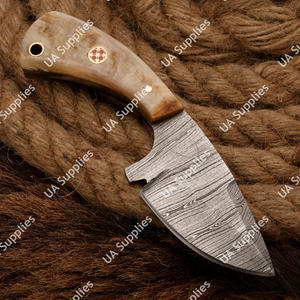 Cuchillo de bolsillo EDC mini de 3 pulgadas hecho a mano de acero de Damasco con mango de cuerno de carnero para camping, supervivencia al aire libre, caza multiusos y bricolaje - Product Image 3