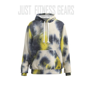 Sweat à capuche en molleton tie-dye pour homme, coupe classique, décontracté, automne, avec poche, motif tricoté violet et blanc - Product Image 3