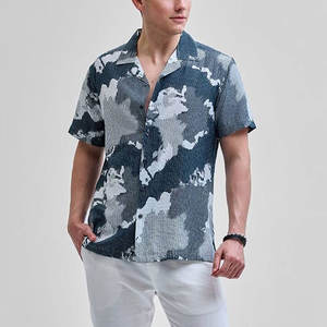 เสื้อเชิ้ตลำลองคุณภาพสูง เนื้อผ้าระบายอากาศได้ดีและแห้งเร็ว พร้อมปกคิวบาและกระดุมเขาสัตว์ เหมาะสำหรับฤดูร้อน - Product Image 3