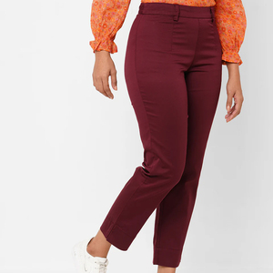 High Quality Women's Denim Pants Maroon Color Casual Daily Street Wear Stylish Wide Leg <b>Jeans</b> for Women OEM Service 2026 - Product Image 3