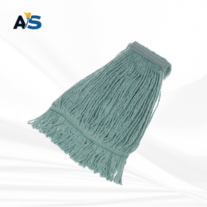 A&S Heavy Duty Sea Green Cotton <b>Mop</b> Head multi-ply twisted yarn with 2" Green Head Band Loop End - Product Image 2