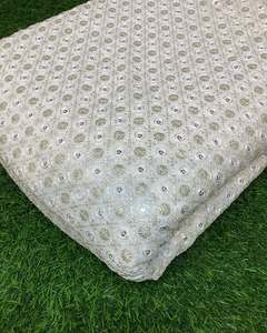 African Sequin Lace Fabric Beaded Embroidery Mesh Fabric Party Wear Wedding Dress Fabric Wholesale - Product Image 3