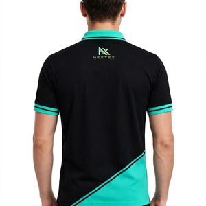 Polo Personalizado Negro y Verde Azulado con Diseño Diagonal para Hombre, Uniforme de Equipo de Alto Rendimiento, Logotipo Bordado, Fabricación OEM, Venta al Por Mayor, Absorbe la Humedad - Product Image 4