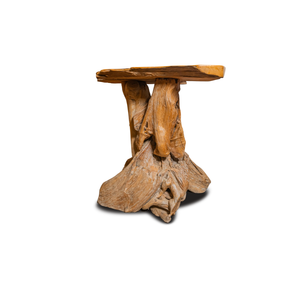 ARTERRA Luxury Teak Wood Root Natural Rustic <b>Bar</b> <b>Table</b> Set Handmade Backrest Stools Antique Design - Product Image 2