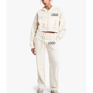 Conjunto de 2 Piezas de Sudadera con Capucha y Cremallera Personalizada y Pantalones Jogger para Entrenamiento Físico, Ropa Deportiva Modesta, Chándal Athleisure para Correr y Gimnasio - Product Image 4