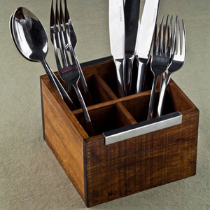 <b>Kitchen</b> Wooden Cutlery Holder <b>Table</b> Use Top Quality Customized Size 100%Natural Acacia Wood Cutlery Box Customized Logo - Product Image 3