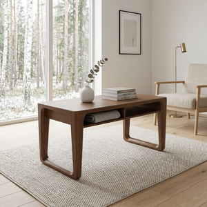 Table basse japonaise vintage en bois massif, table centrale en bois pour salon, tatami, sol, thé, repas - Product Image 4