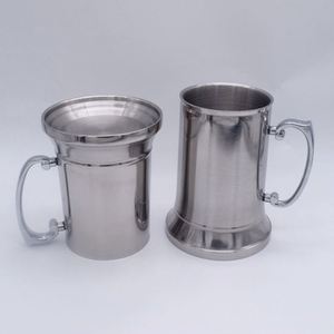 Más Vendido: Jarra de Cerveza de Acero Inoxidable de Doble Pared, 1 Pinta, Lisa y Recta, Estilo Pewter - Product Image 2